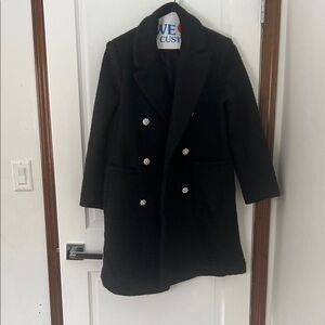 Elegant Black Double-Breasted Women's Coat